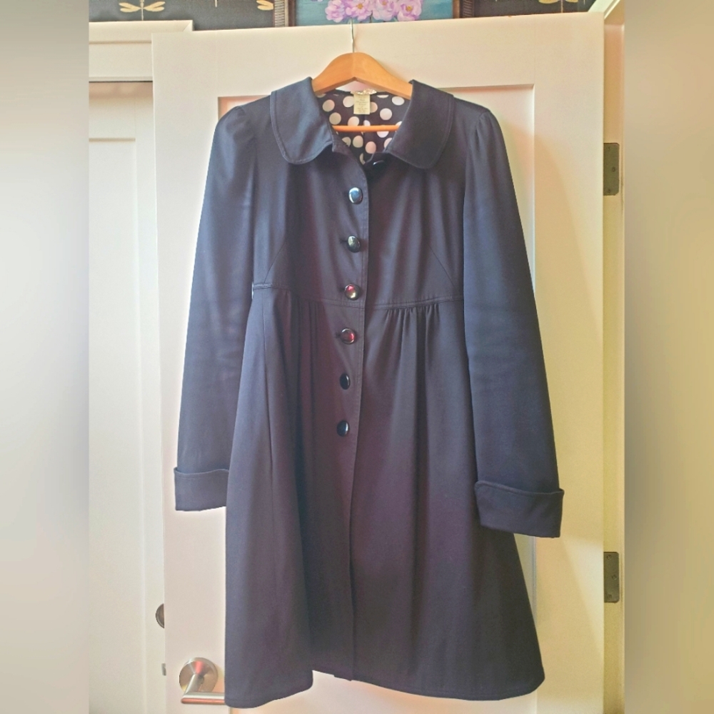 EUC F21 Empire Waist Black Dress Coat Cute Vintage Feminine Sz L